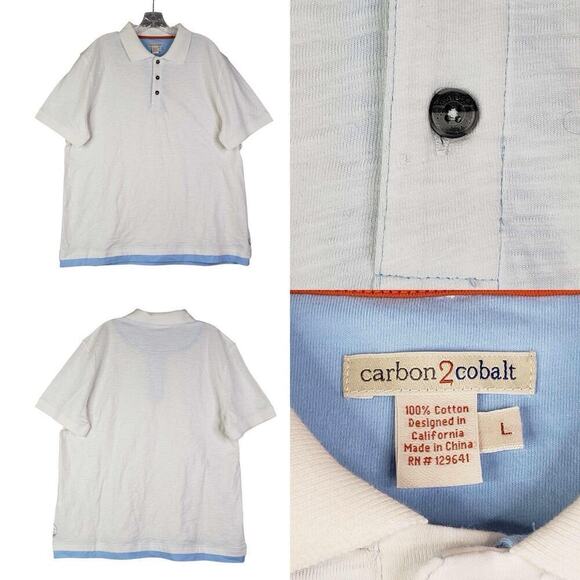 carbon 2 cobalt Other - Carbon 2 Cobalt Shirt Polo Golf Mens Polo Stretch Cotton White Size Large L
